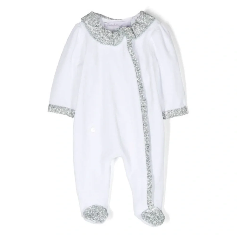 Patachou Contrasting Trim Floral Print Footed Pajamas